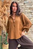 Annie Cushion Cotton Laurie Blouse Hazelnut